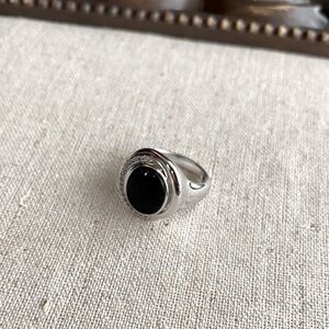 Elle Black Agate and CZ Ring